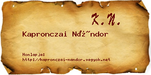 Kapronczai Nándor névjegykártya